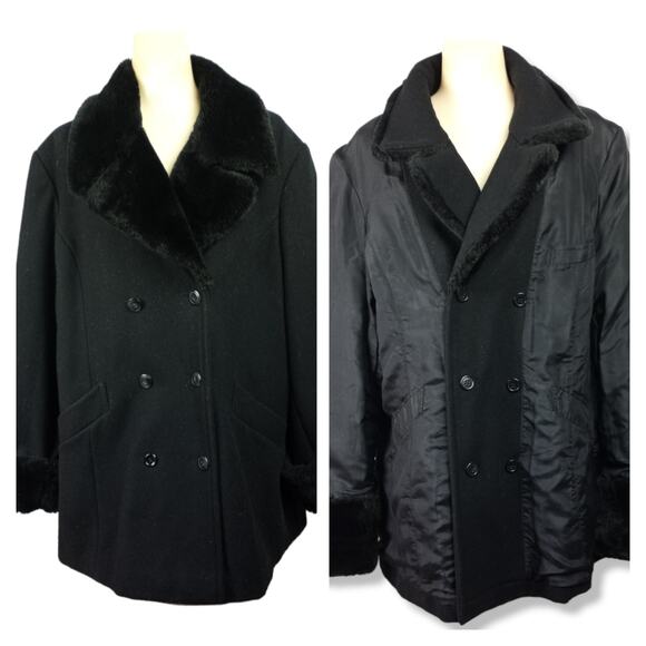 Wool and Silk Reversable Coat with Faux Fur - XL - CAROLINA COLORS - Picture 1 of 10